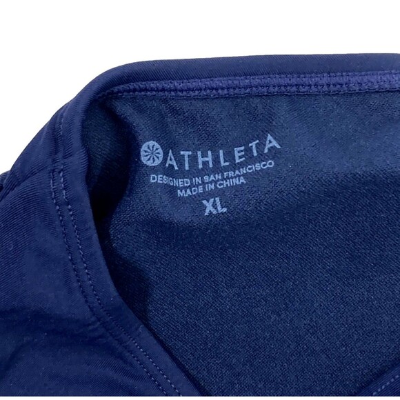 Athleta Tankini Swim Suit Top Blue Strappy Open Back Ruched Side XL Women Padded - Picture 4 of 14